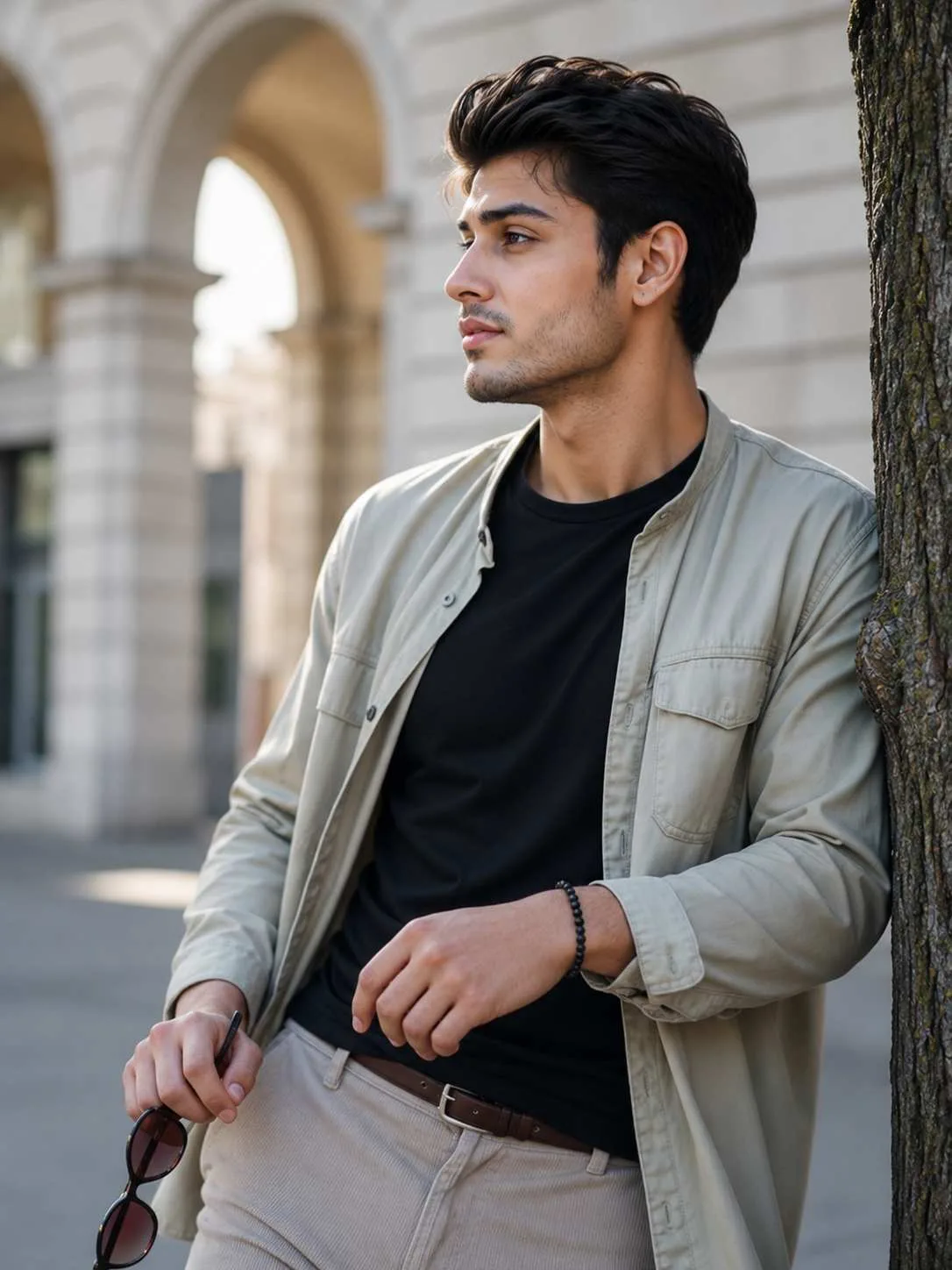 Stylish Outdoor Tree Portrait for Men