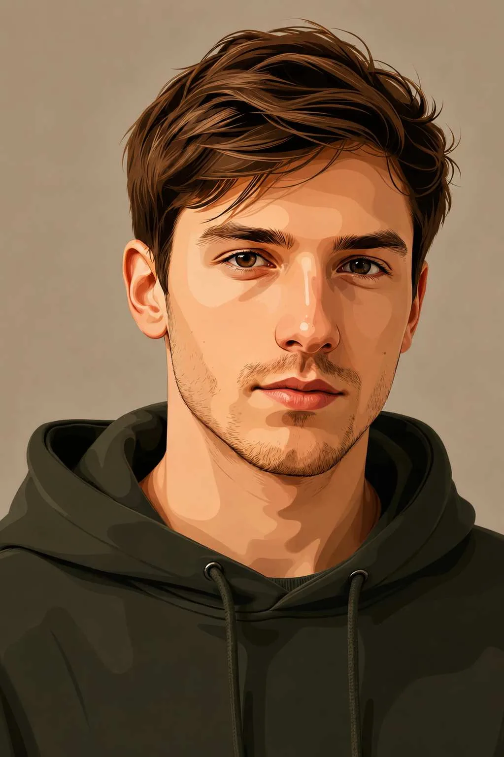 Semi-Realistic Male Hoodie Portrait