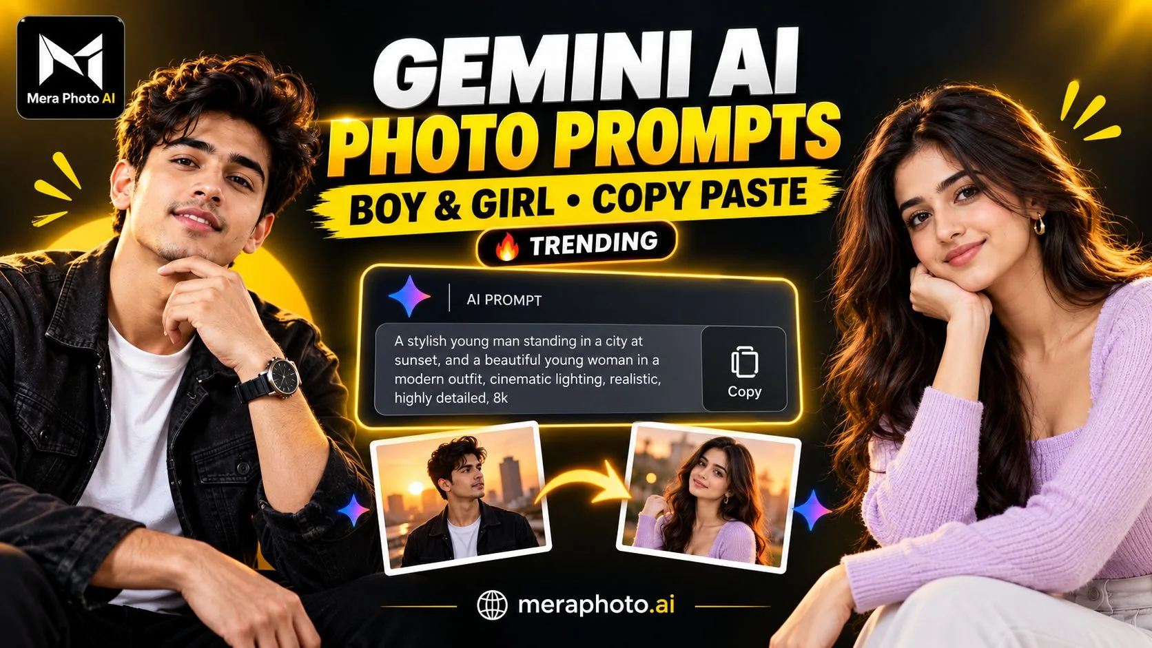 Gemini AI Photo Prompt Copy Paste Trending Boy and Girl