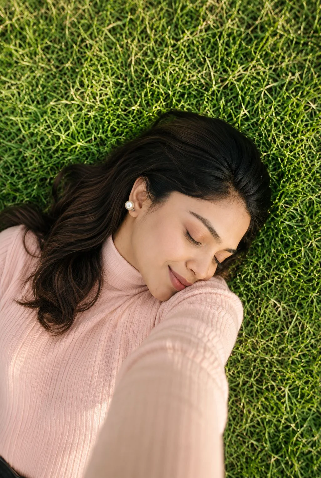 Aesthetic Indian Girl Grass Portrait AI Photo Prompt