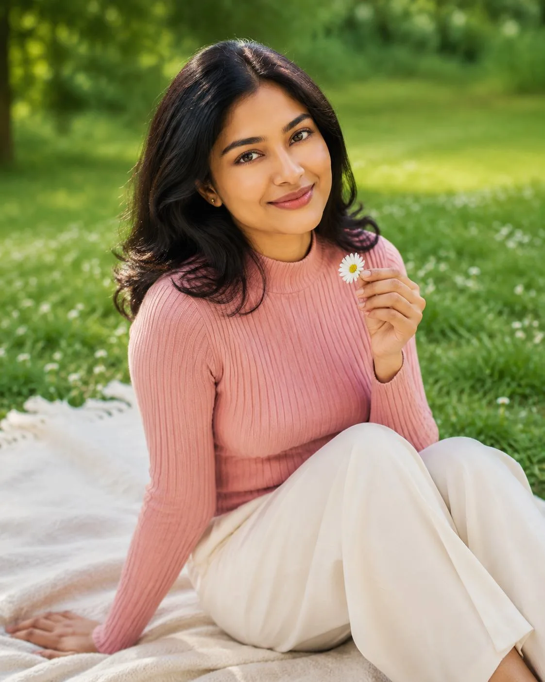 Aesthetic Pink Sweater Park Portrait for Girls
