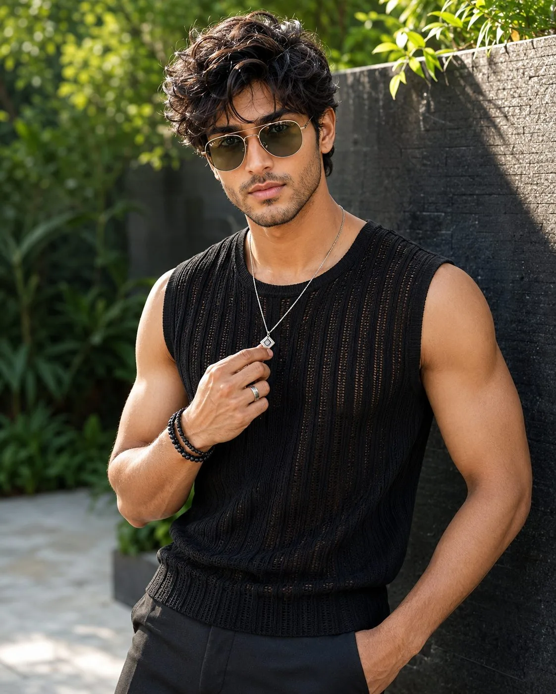 Black Knit Fashion Portrait for Boys