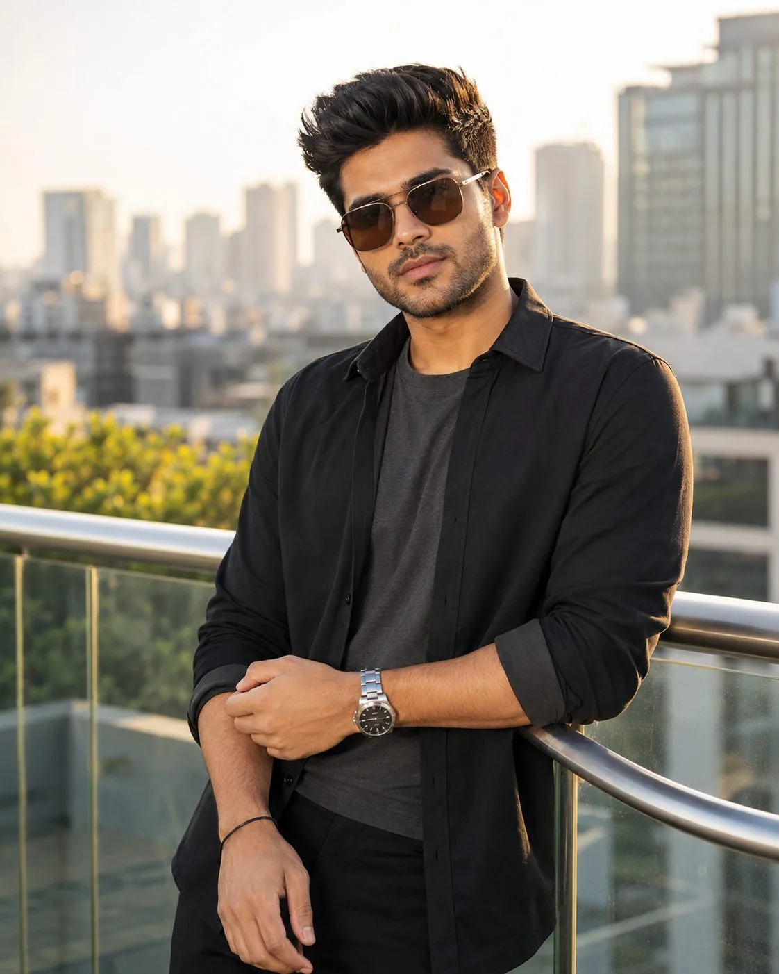 Black Outfit Rooftop Portrait for Boys