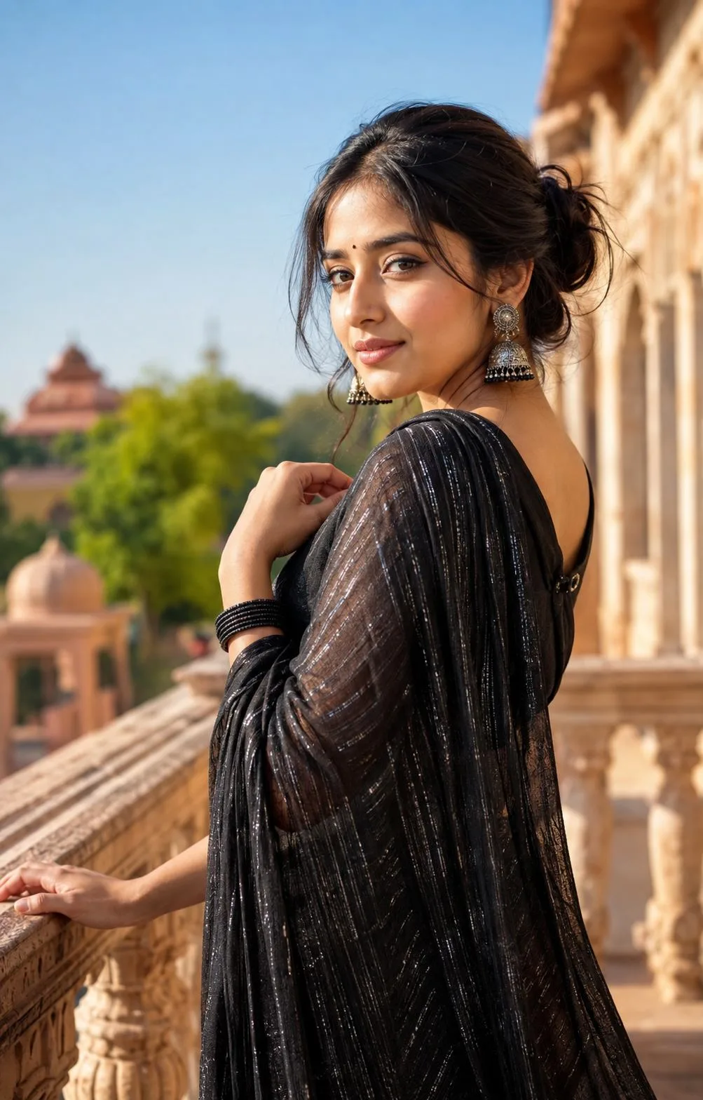 Black Saree Heritage Portrait
