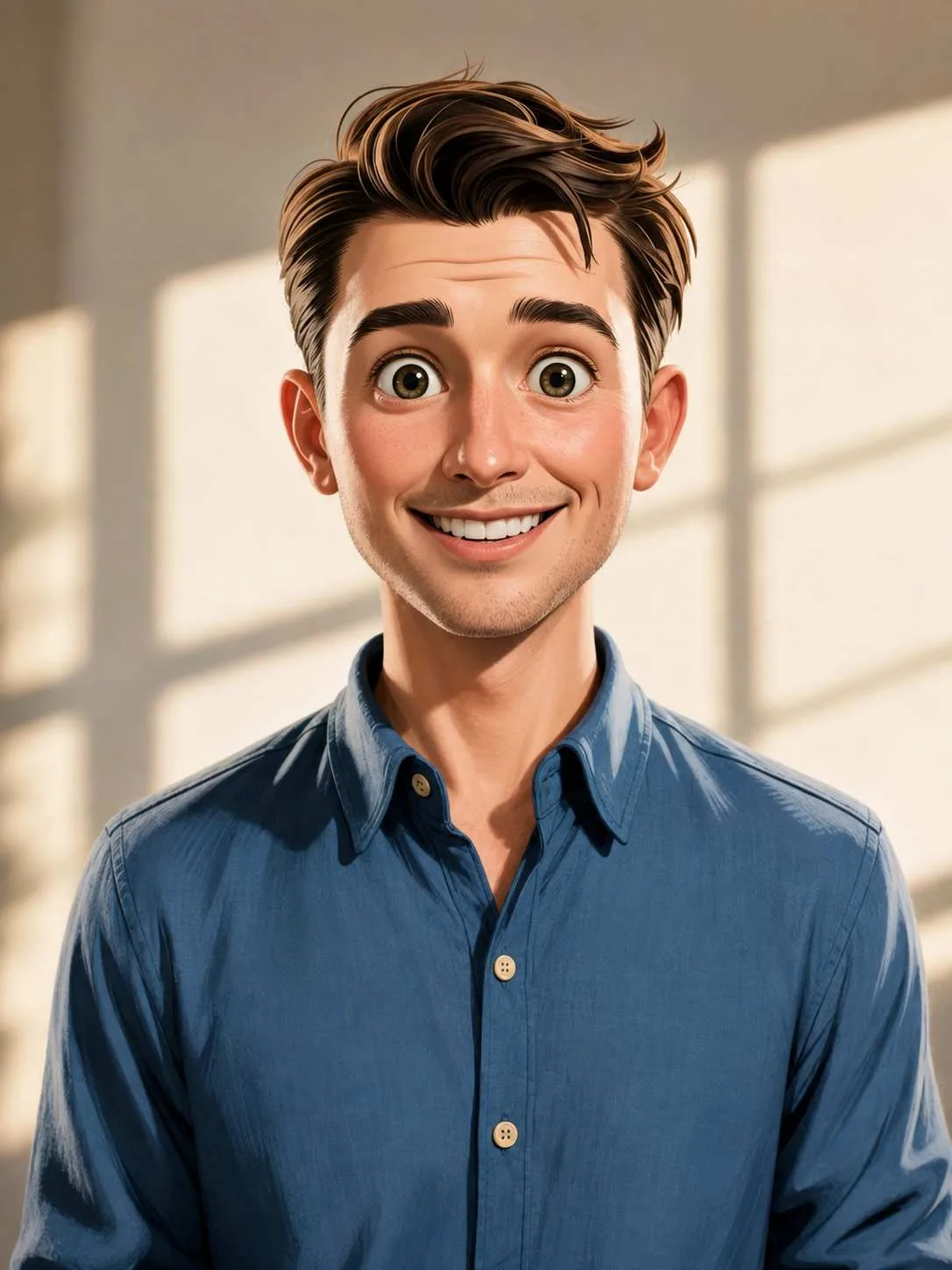 Cheerful 3D Male Portrait – Warm Sunlight Style