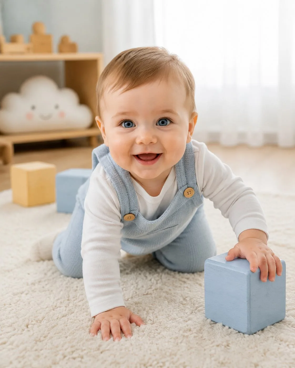 Cute Baby Crawling in a Bright Nursery