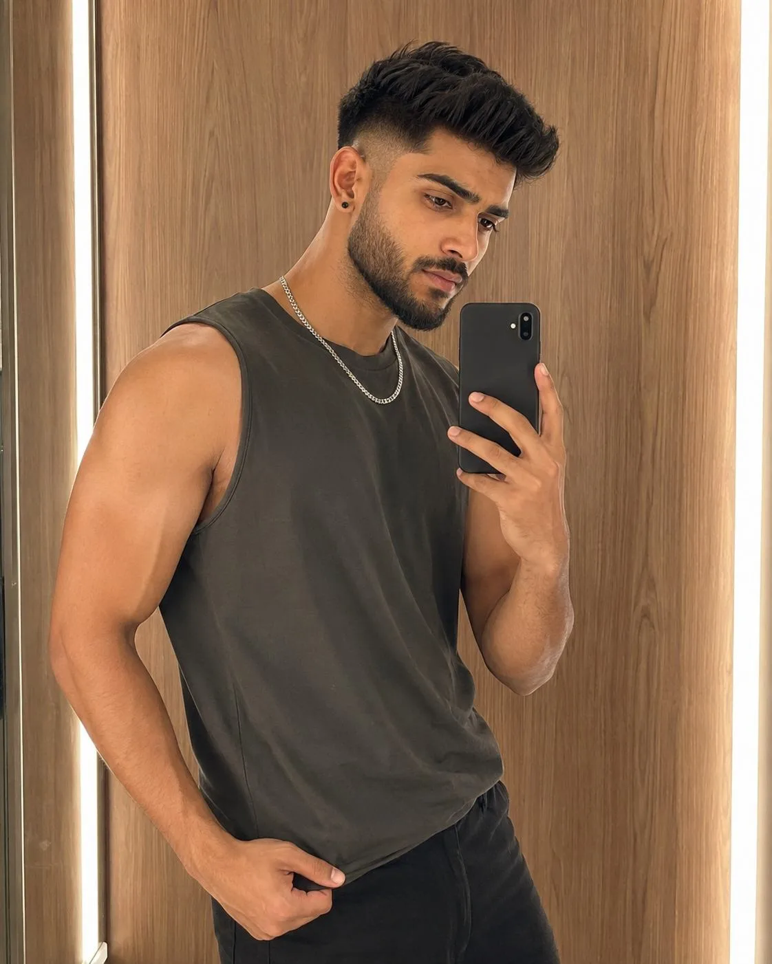 Dark Sleeveless Mirror Selfie