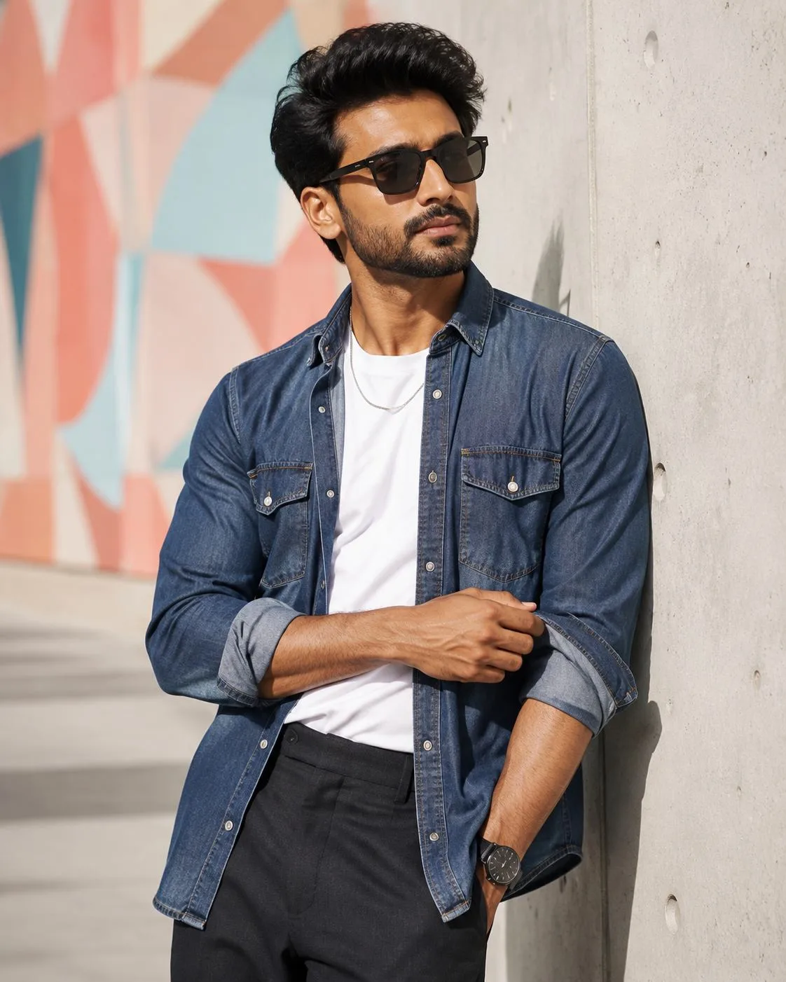 Denim Shirt Sunglasses Portrait