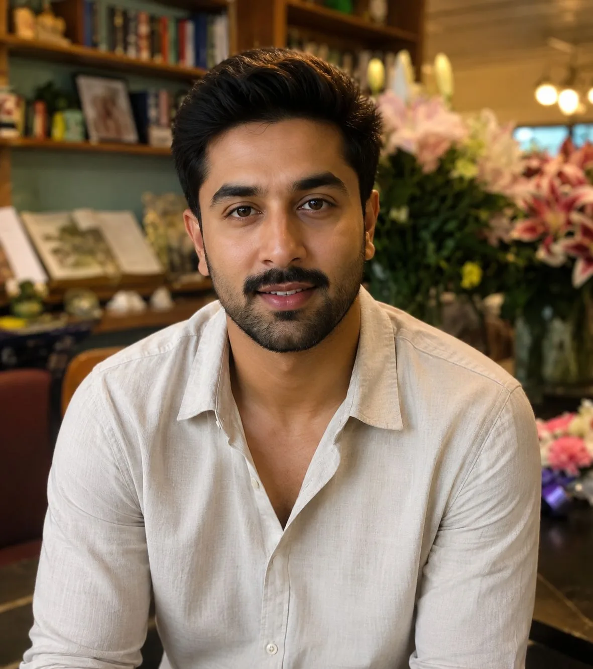 Indian Man Indoor Portrait AI Photo Prompt