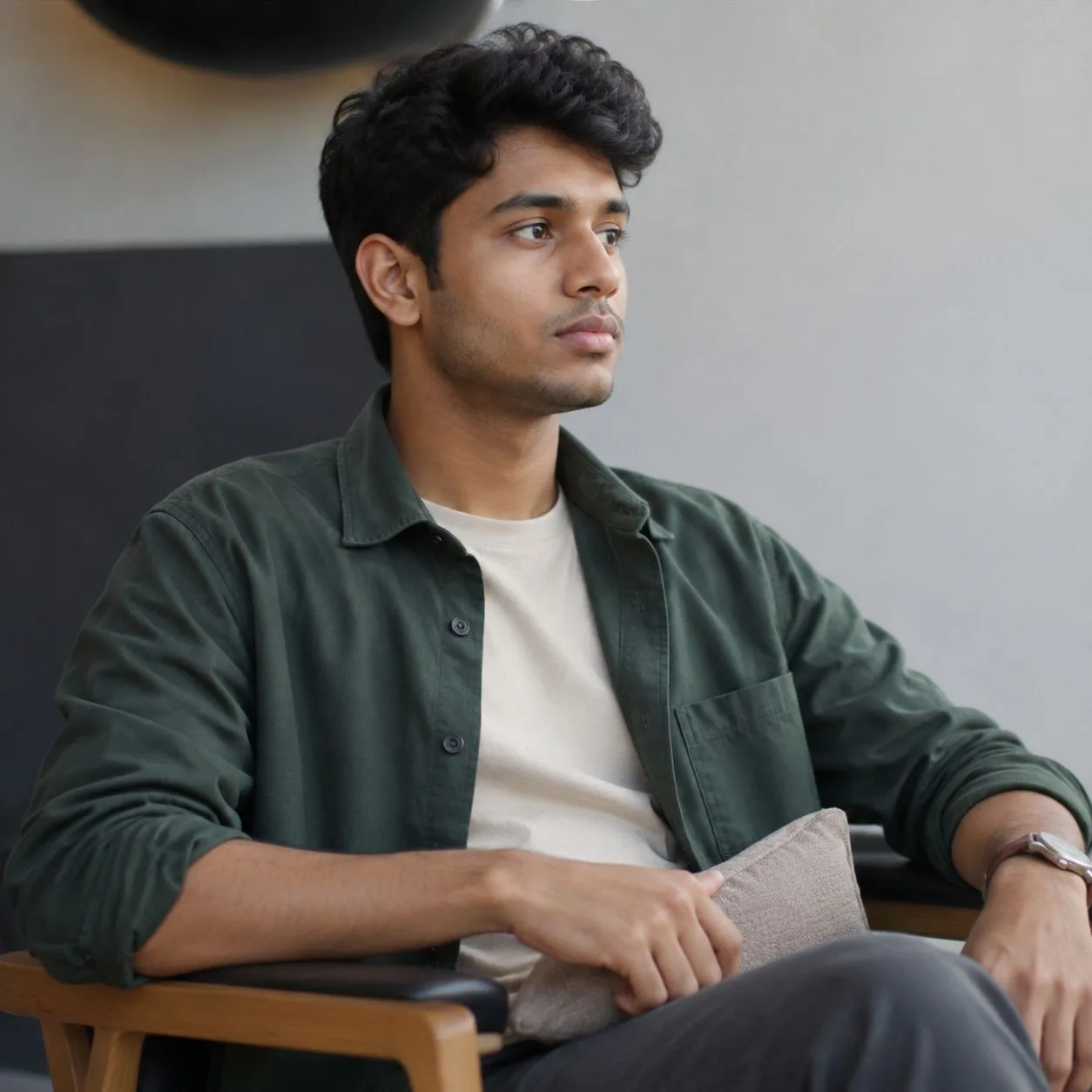 Modern Indian Man Seated Studio Portrait