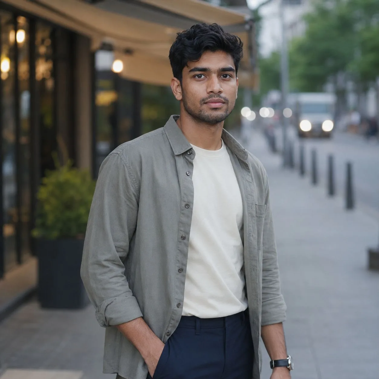 Modern Indian Man Urban Street Portrait