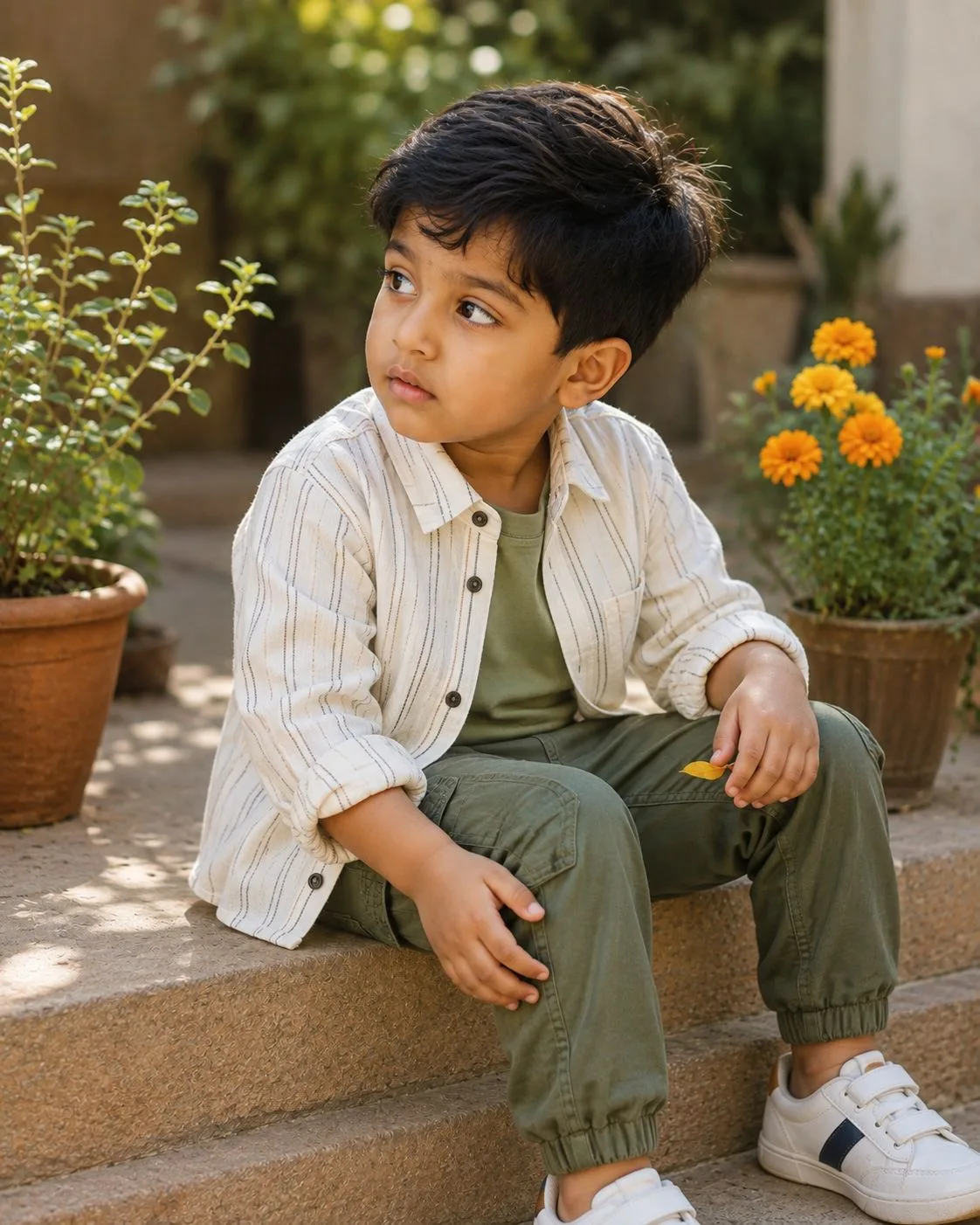 Natural Garden Portrait of a Young Indian Boy