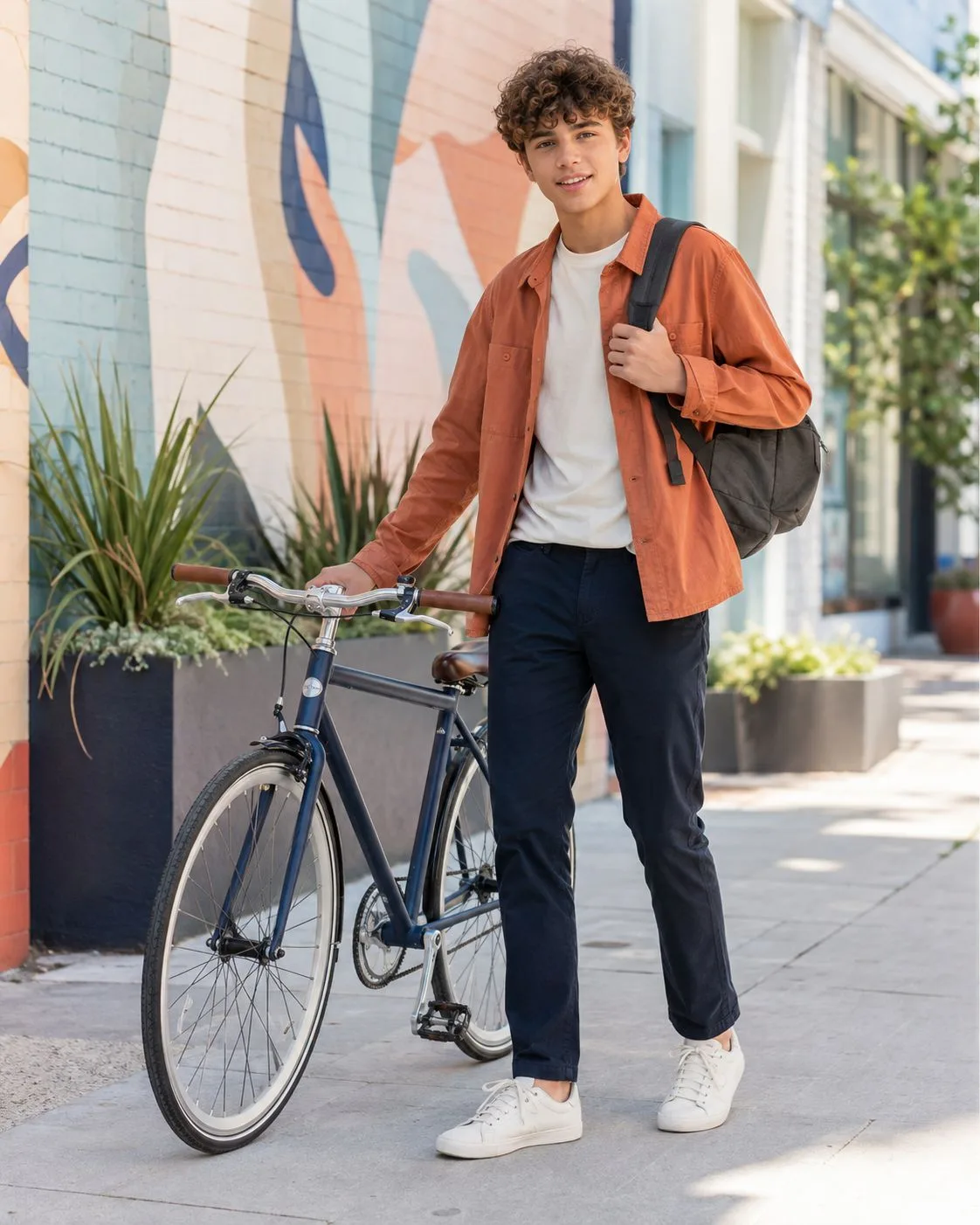 Stylish Teen Boy Portrait With a Bicycle