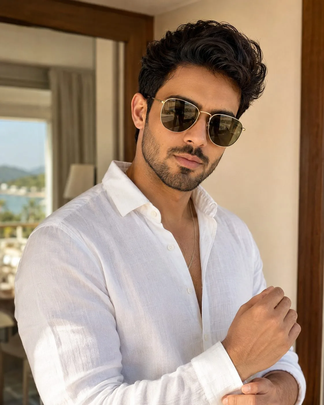 White Linen Resort Portrait for Boys