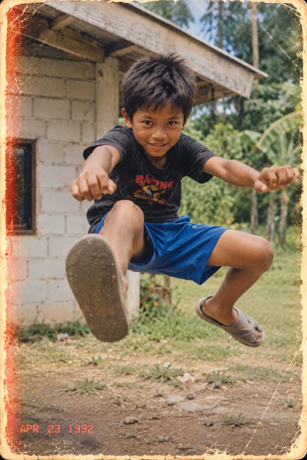 1990s Indian Boy Jumping Childhood Photo