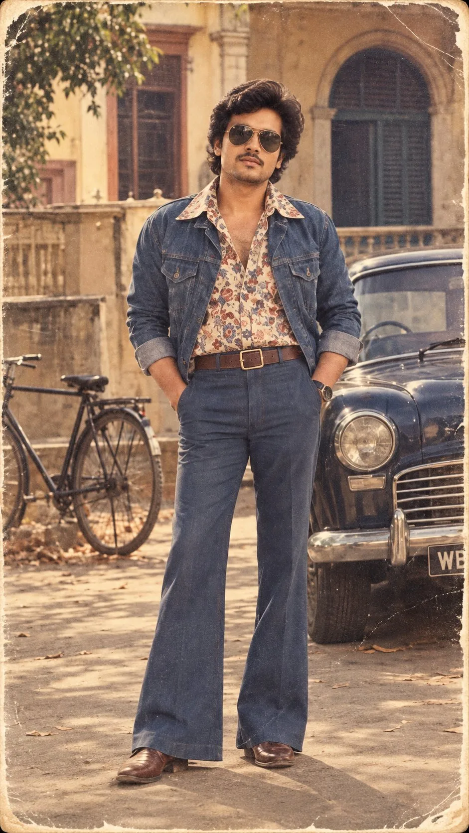 80s Indian Boy Denim Vintage Photo