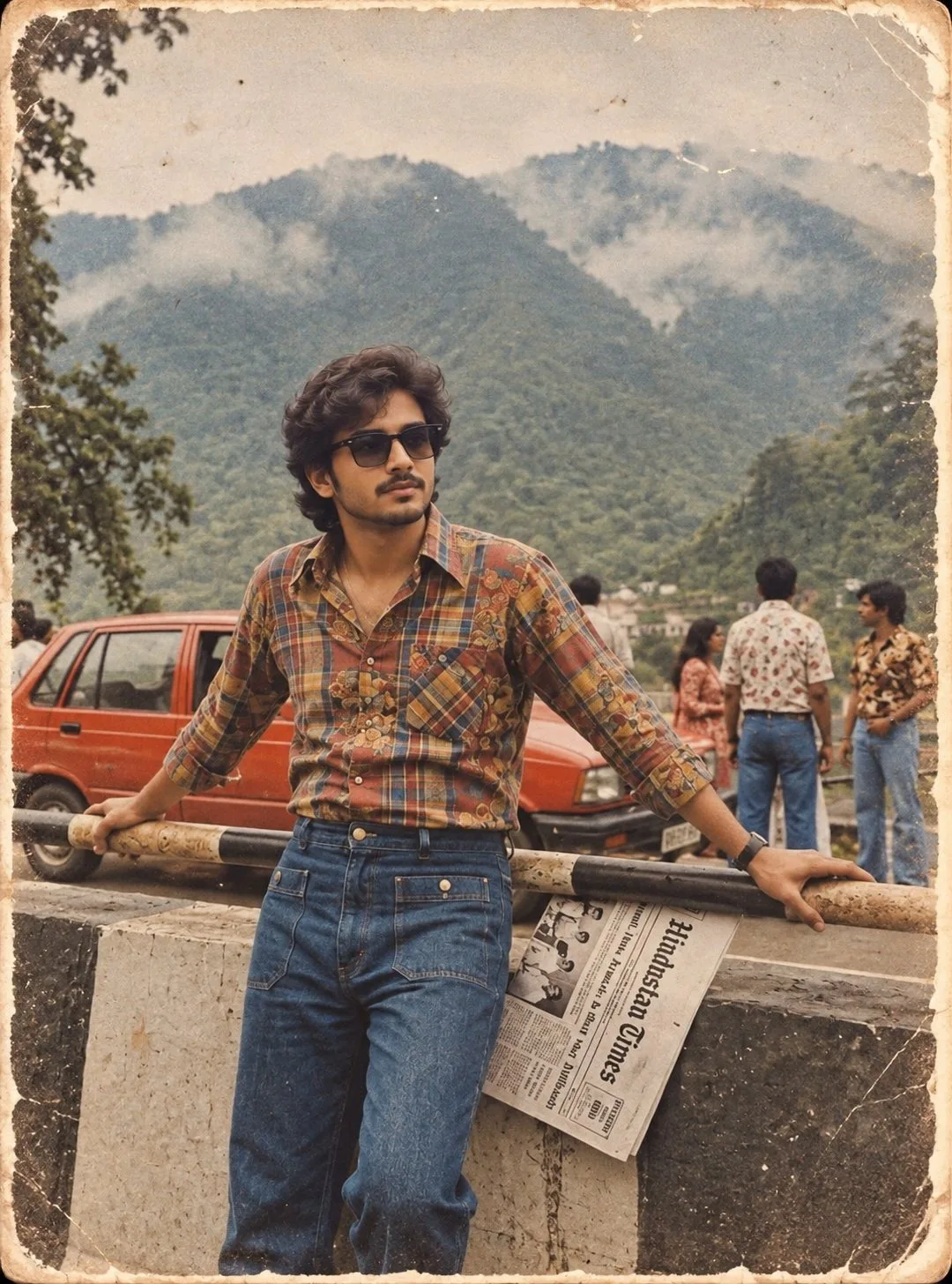 80s Indian Boy Mountain Vintage Photo Prompt for Boys