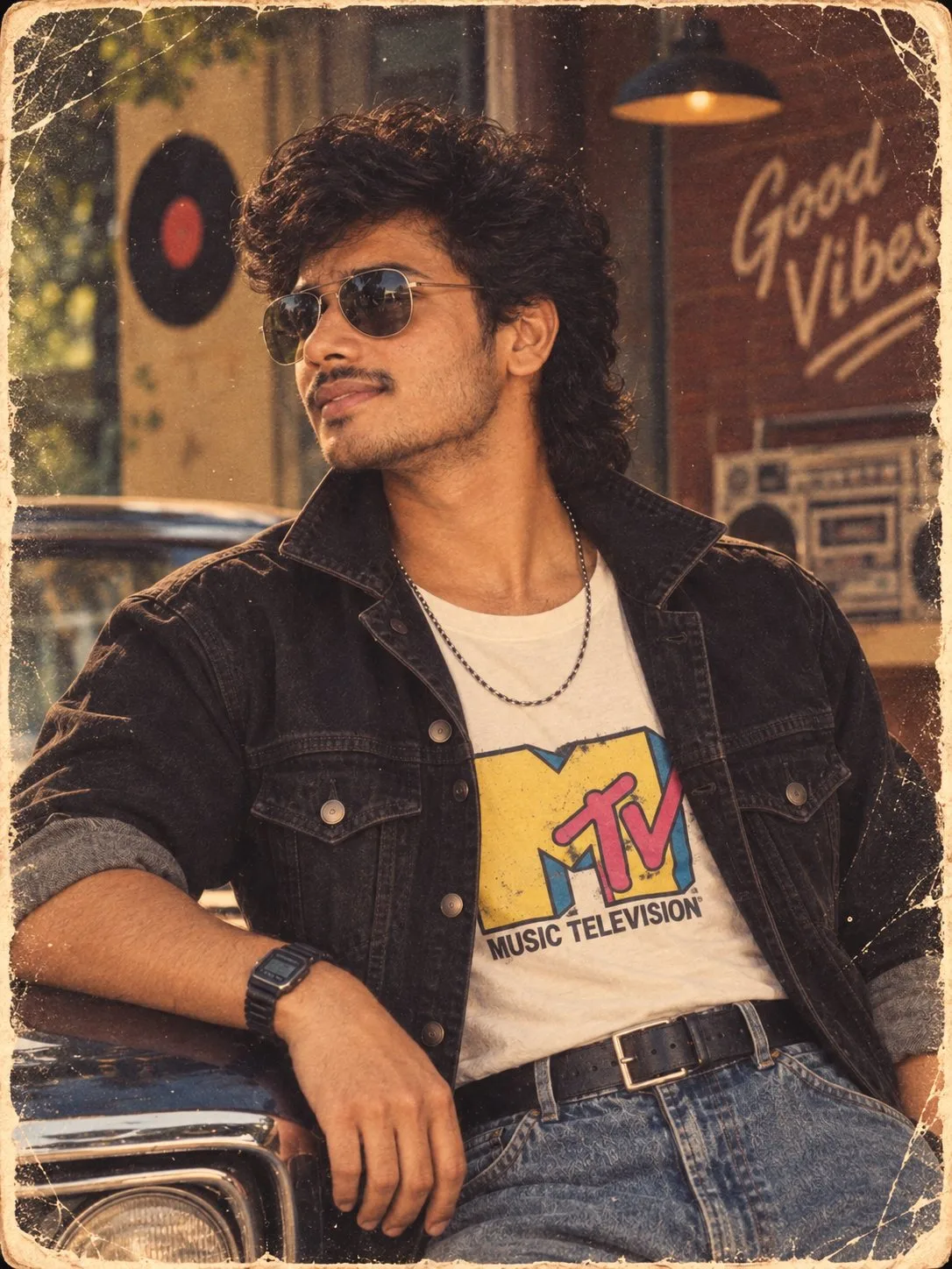 80s Indian Boy Retro Close-Up Photo