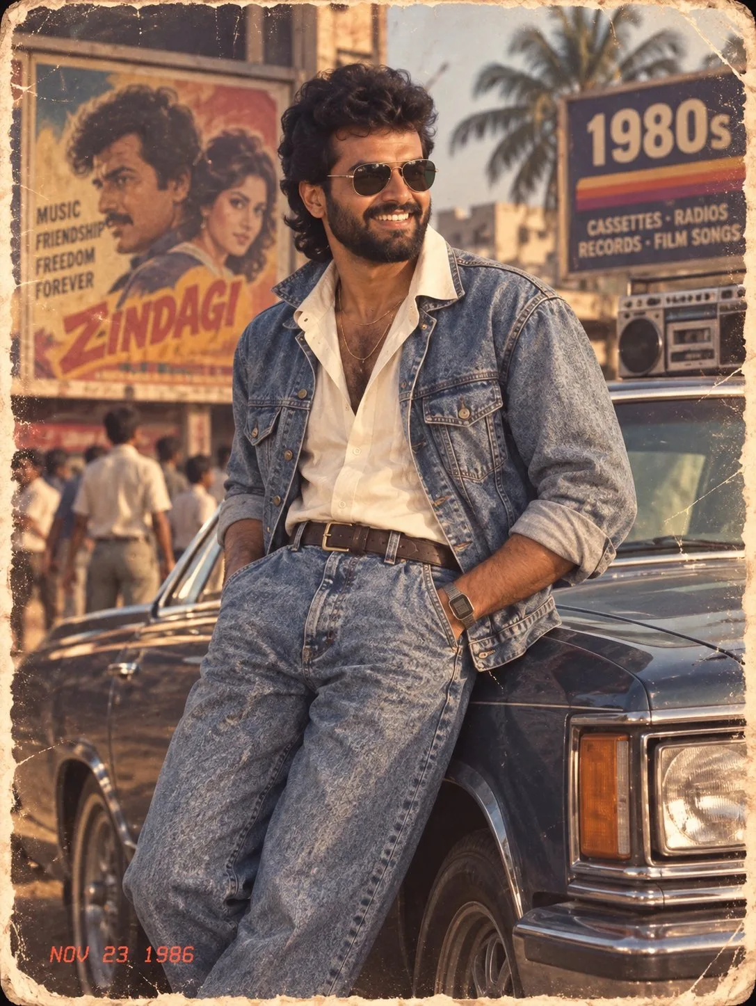 80s Indian Boy Vintage Street Photo - 80s Photo Prompt Trending