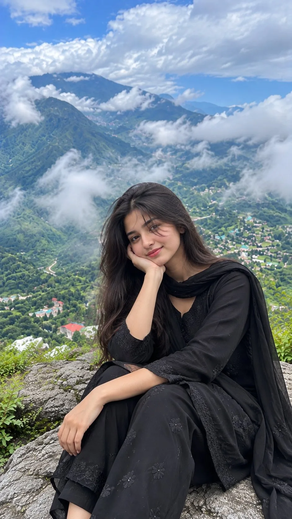 Black Salwar Suit Girl in Mussoorie