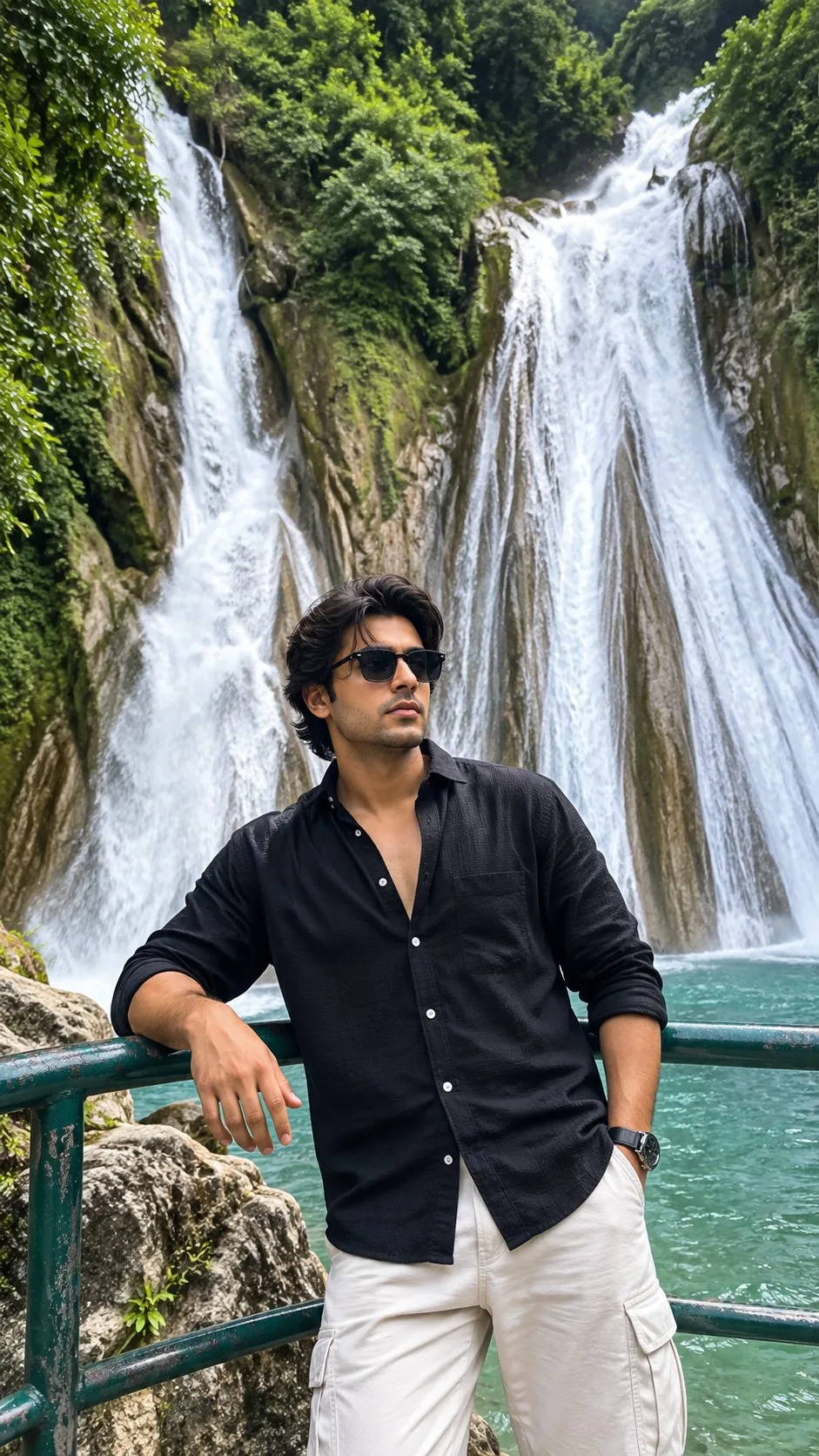Black Shirt Boy Photo at Kempty Falls Mussoorie