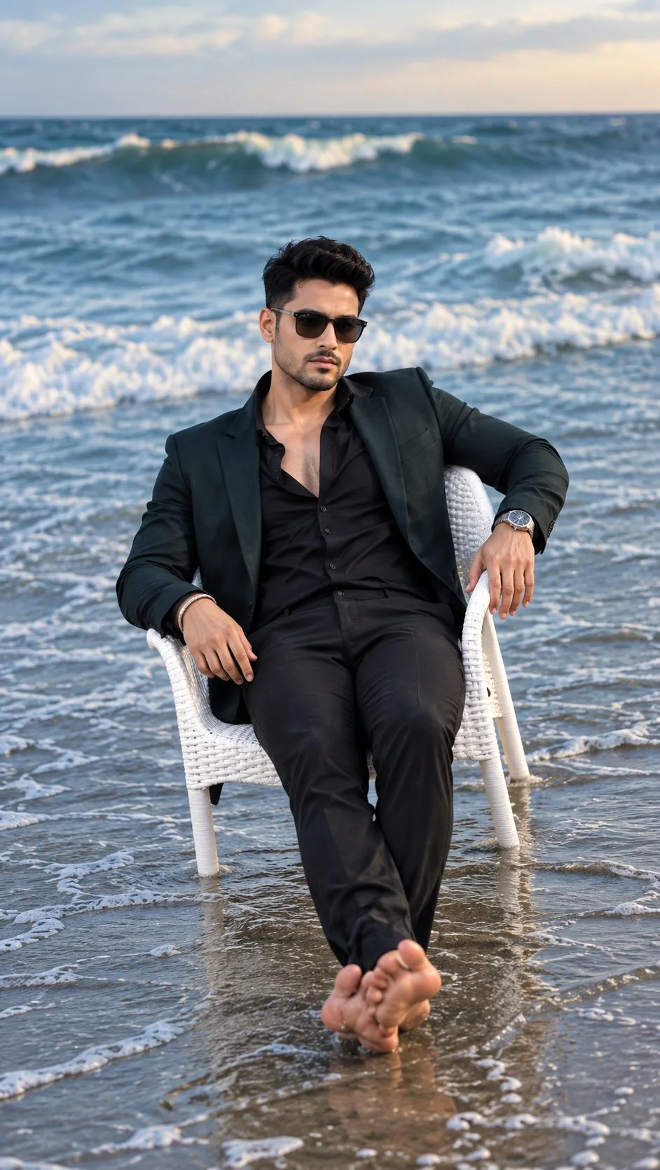 Black Suit by the Sea