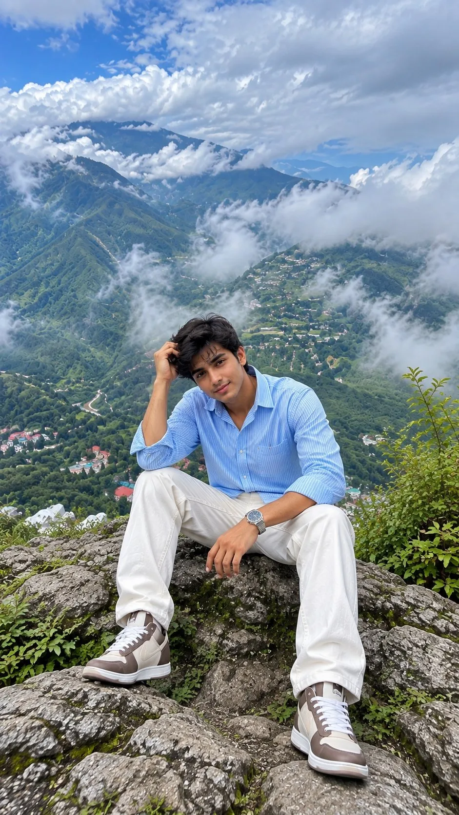 Boy Sitting at Dalai Hills Mussoorie