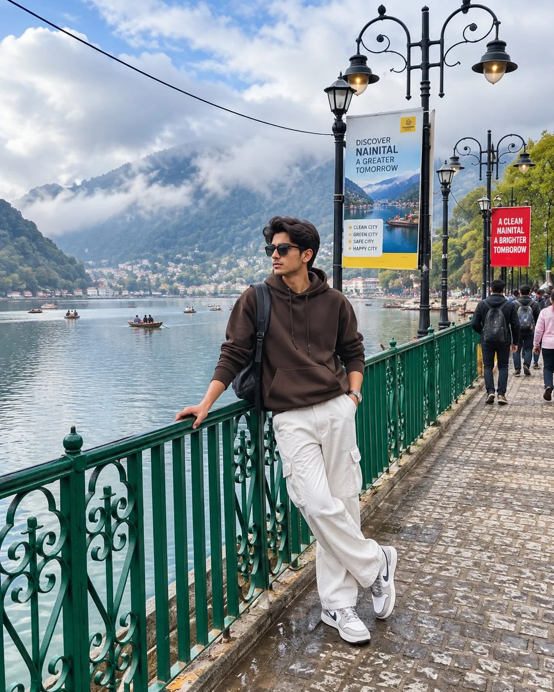 Brown Hoodie Lakeside Travel Look in Nainital