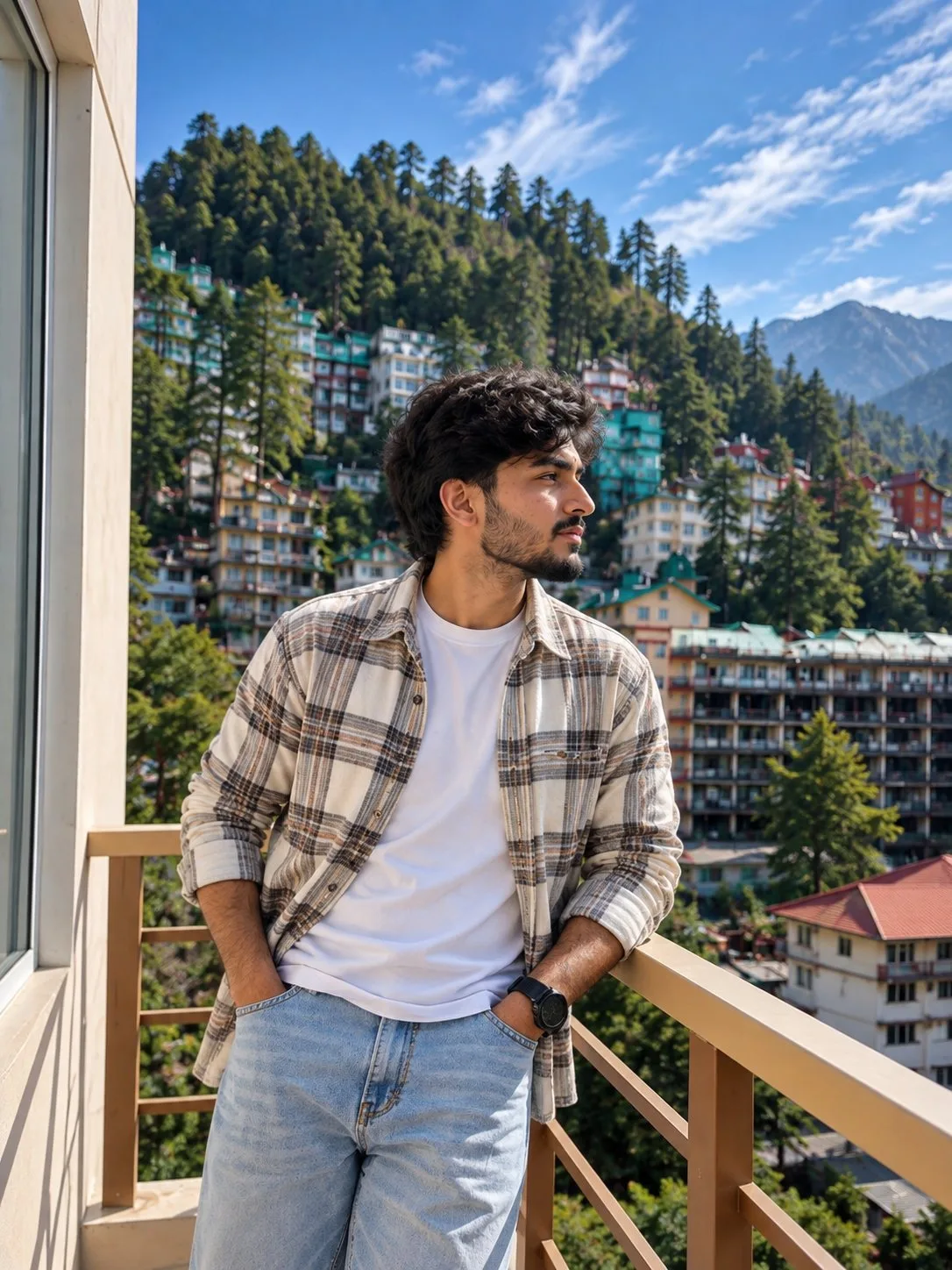 Cinematic Manali Balcony Boy Photo