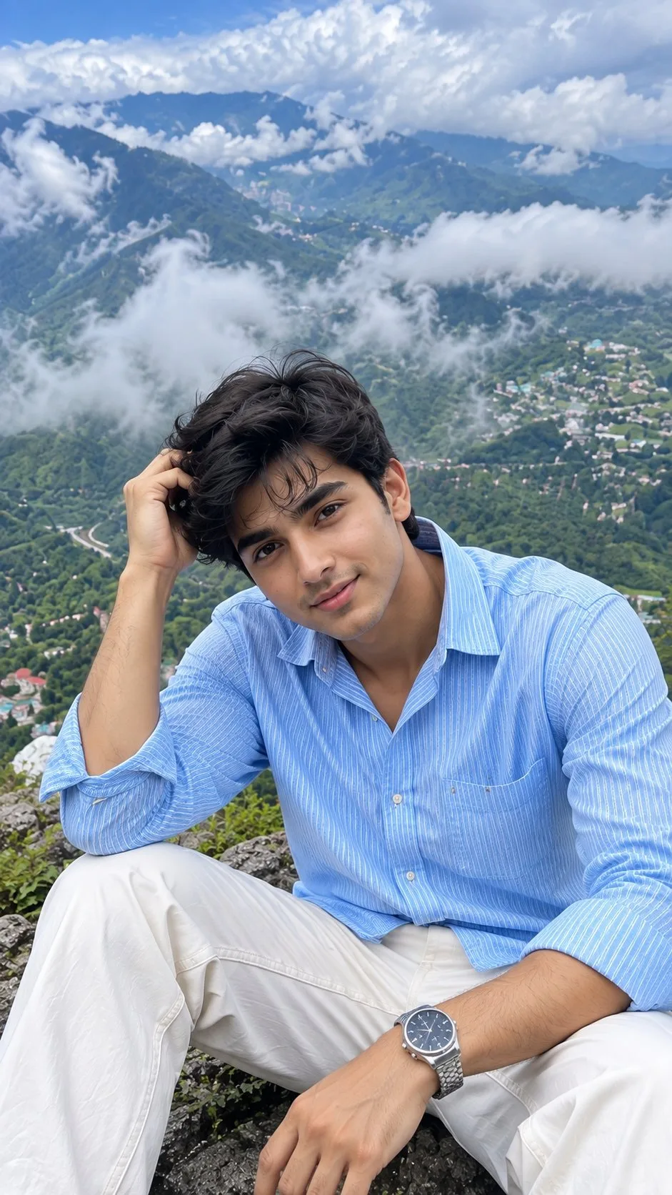 Cloudy Mountain Boy Close-Up in Mussoorie