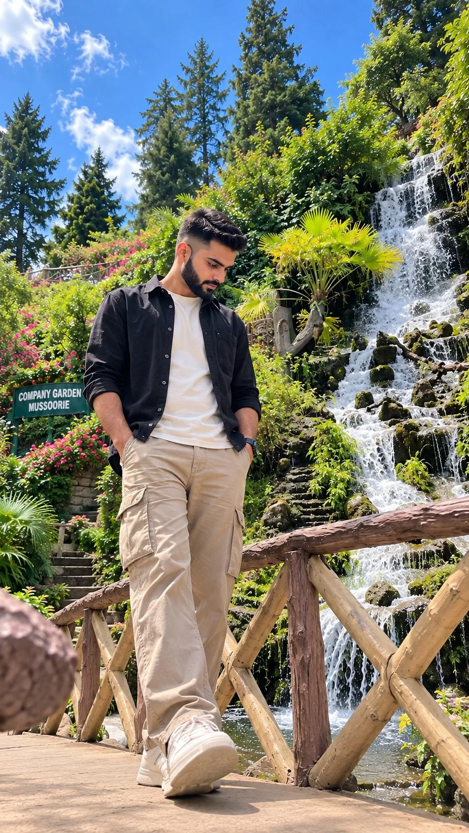 Company Garden Mussoorie Waterfall Boy Photo