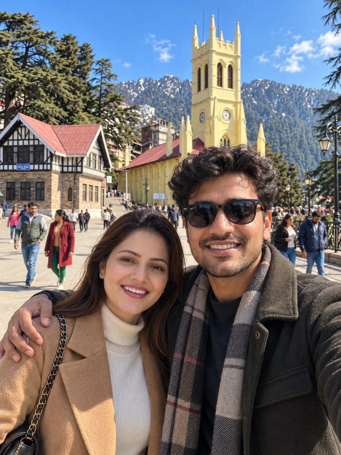 Couple Selfie at Christ Church Shimla
