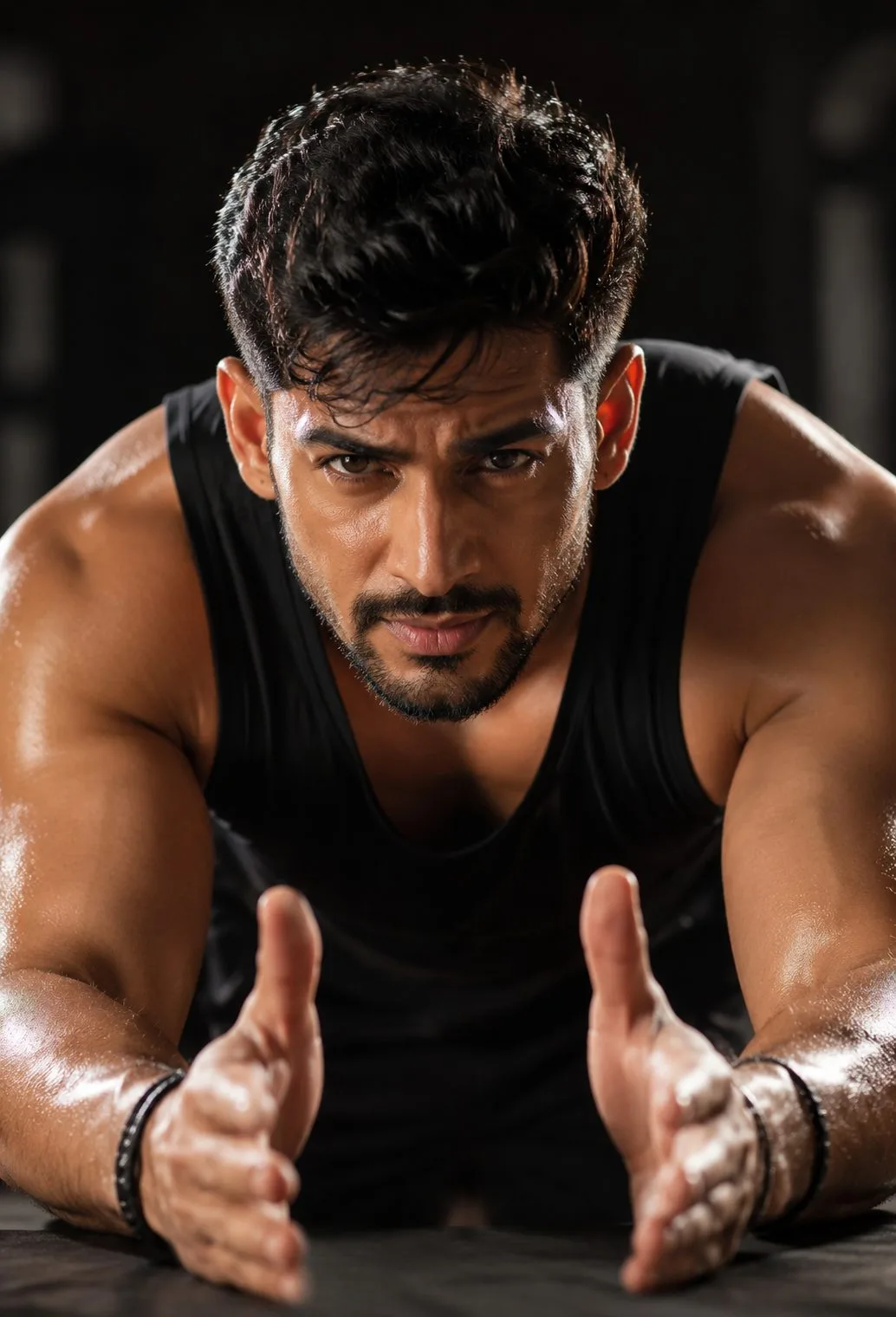 Dramatic Forward Leaning Fitness Portrait