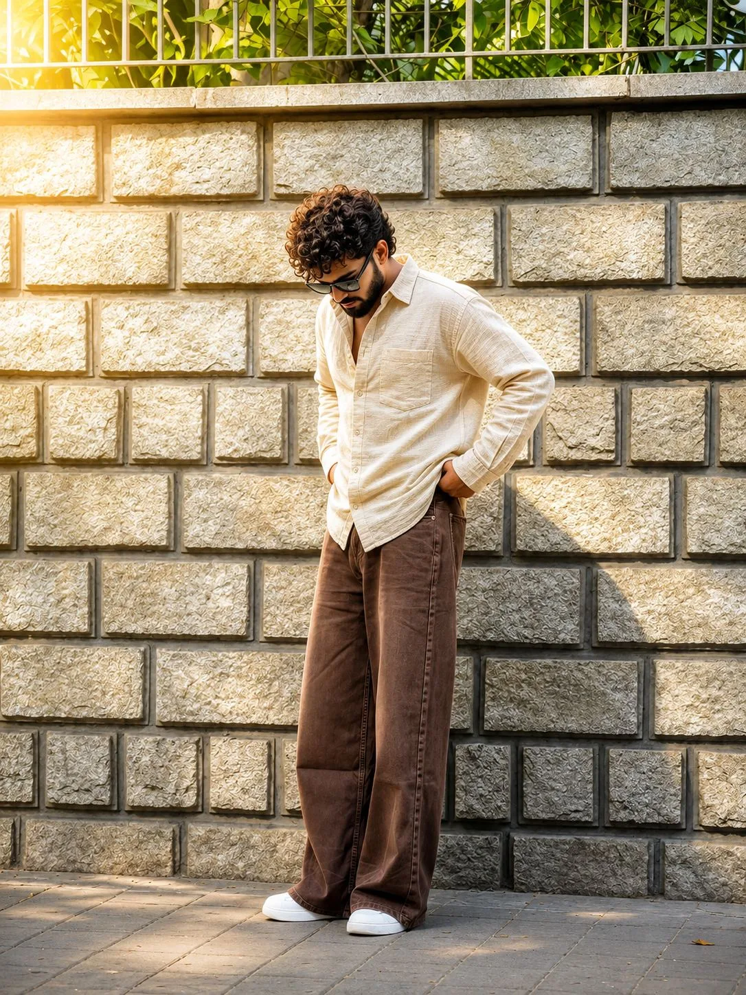Glowing Indian Boy Street Fashion Photo Prompt