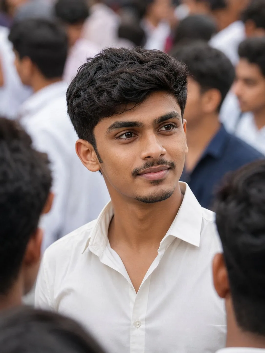 Indian Boy College Crowd Portrait AI Prompt
