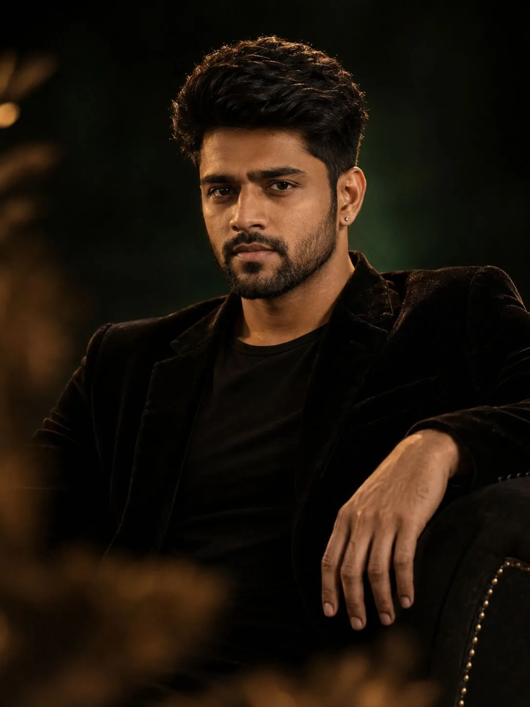 Indian Man Black Blazer Portrait AI Prompt