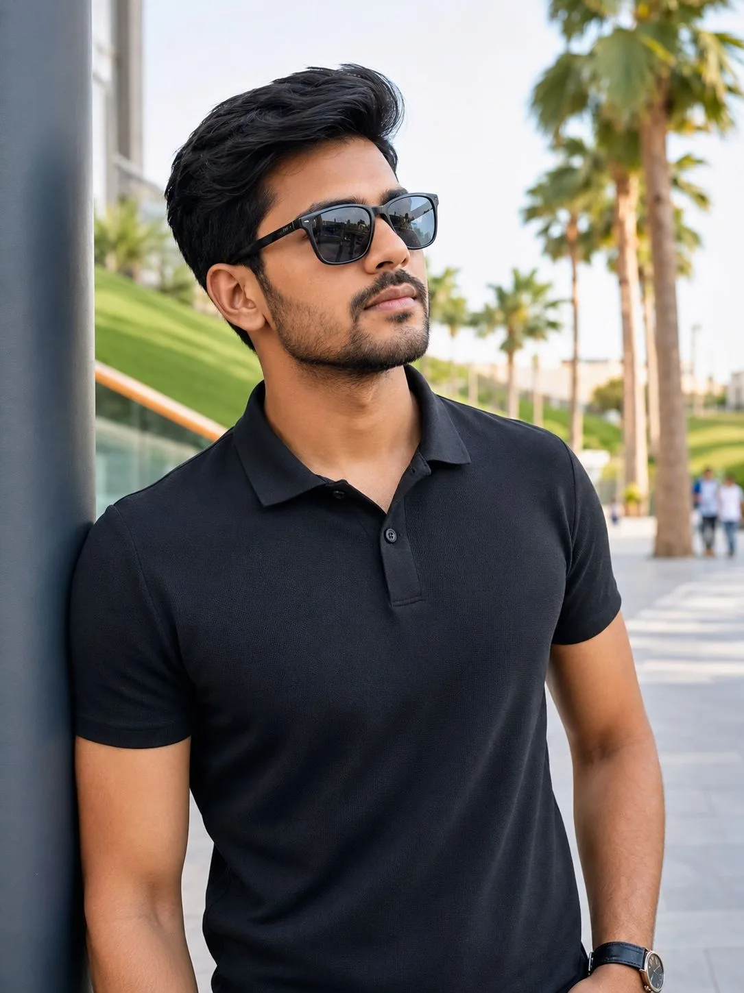 Indian Man in Black Polo at Palm Promenade