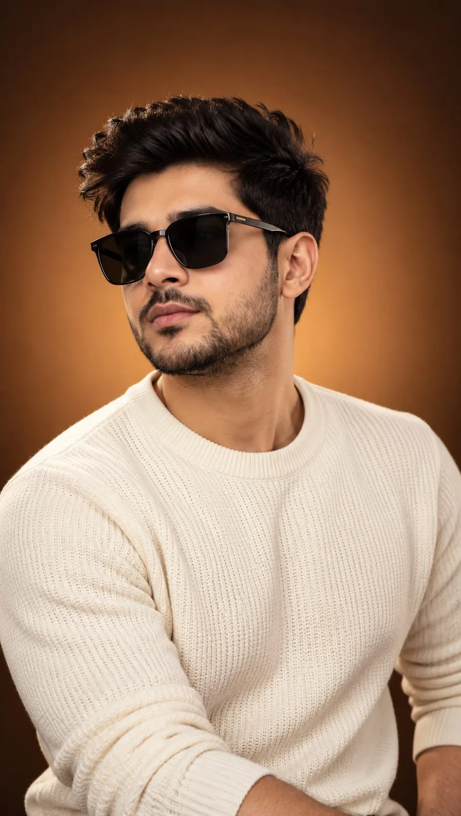 Ivory Sweater Luxury Studio Portrait