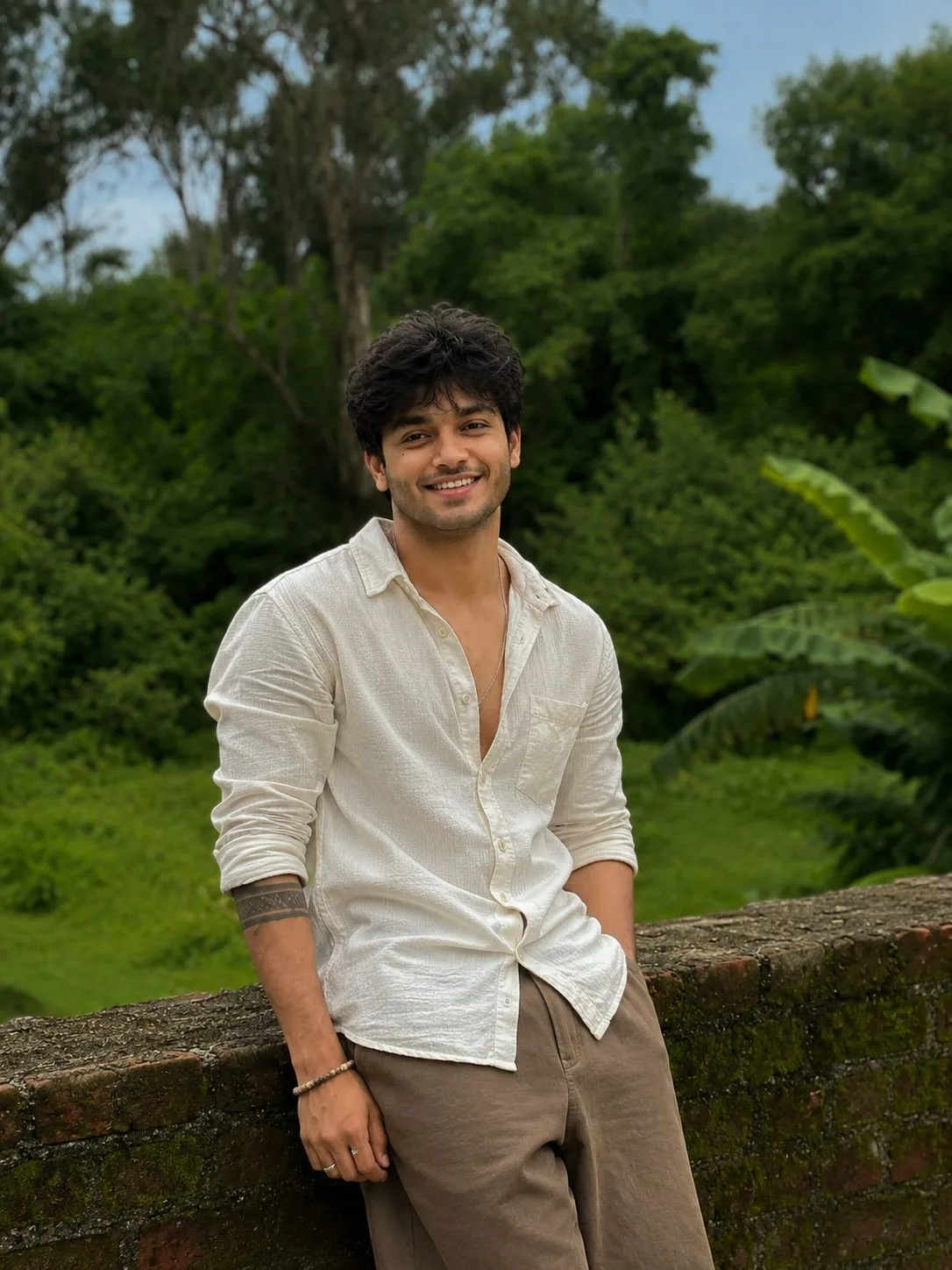 Lush Greenery Casual Fashion Portrait