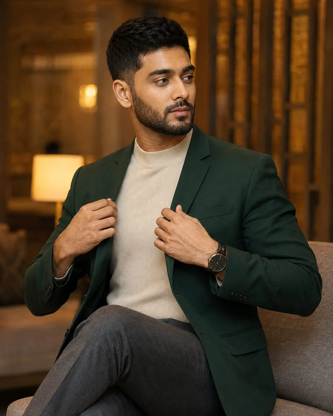 Luxury Green Blazer Portrait