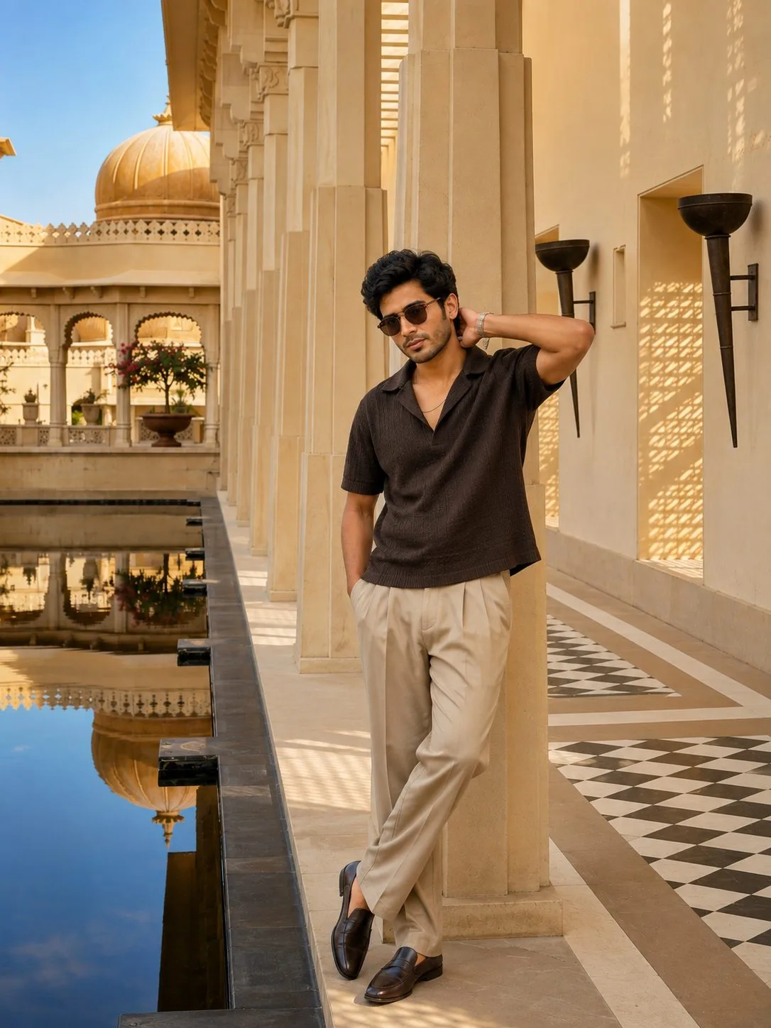 Luxury Palace Courtyard Look in Sage Green Linen