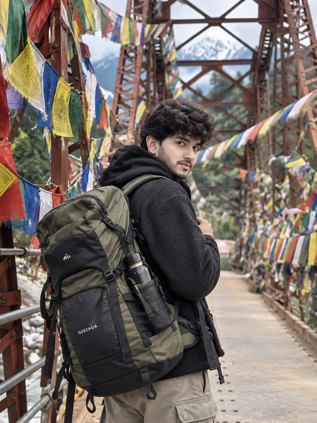 Manali Prayer Flag Bridge Boy Photo
