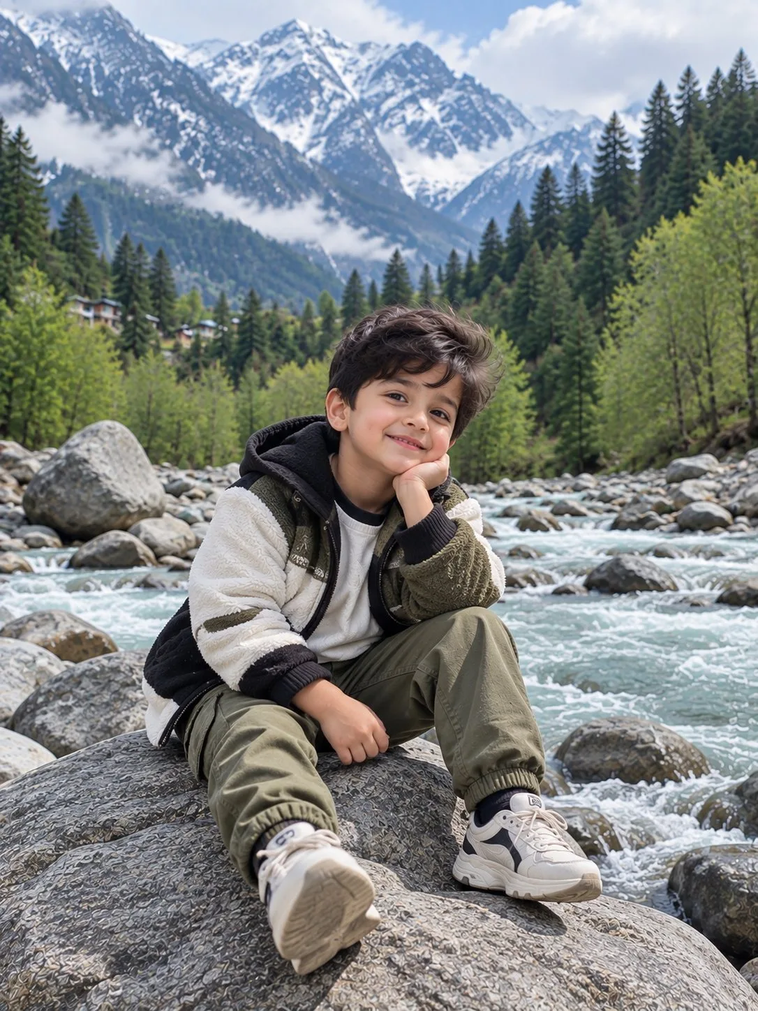 Manali Riverside Little Boy Photo