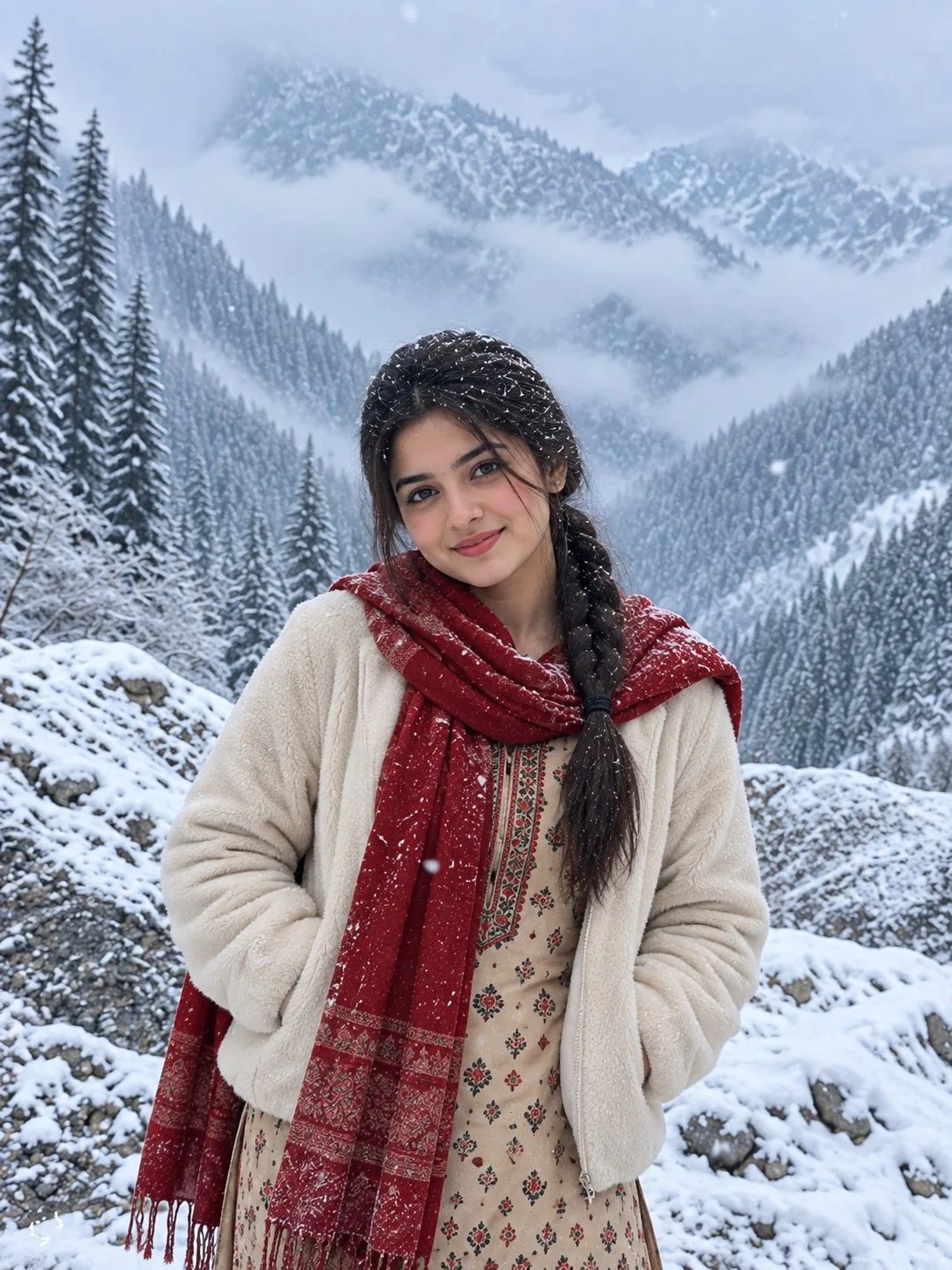 Manali Snowfall Village Girl Photo
