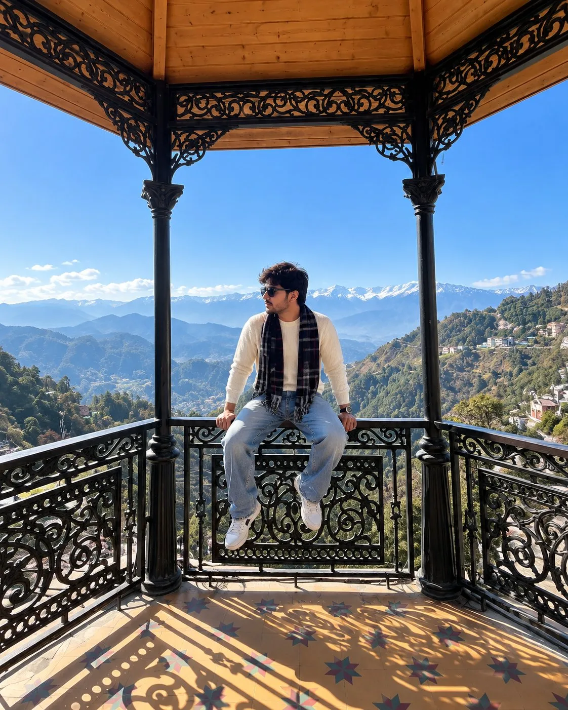 Mussoorie Gazebo Mountain View Boy Photo
