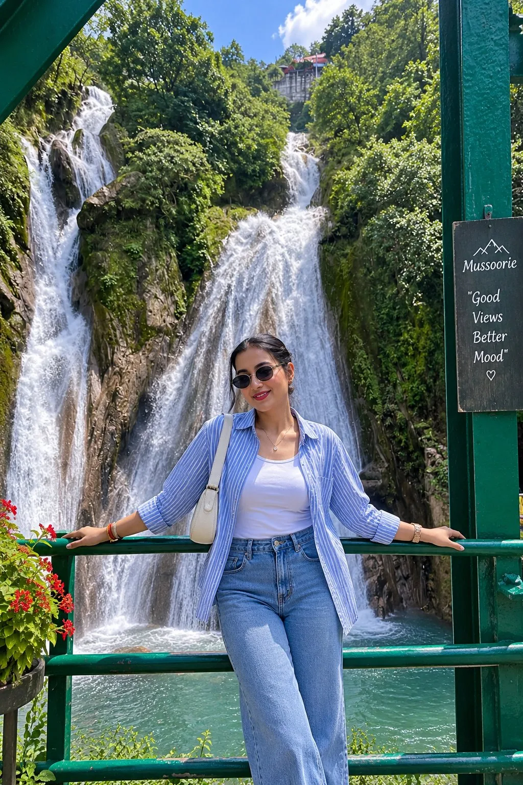 Mussoorie Waterfall Girl Photo