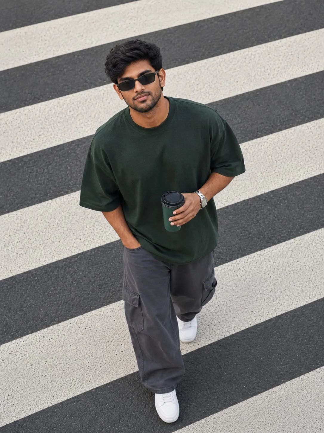 Overhead Coffee Walk Portrait