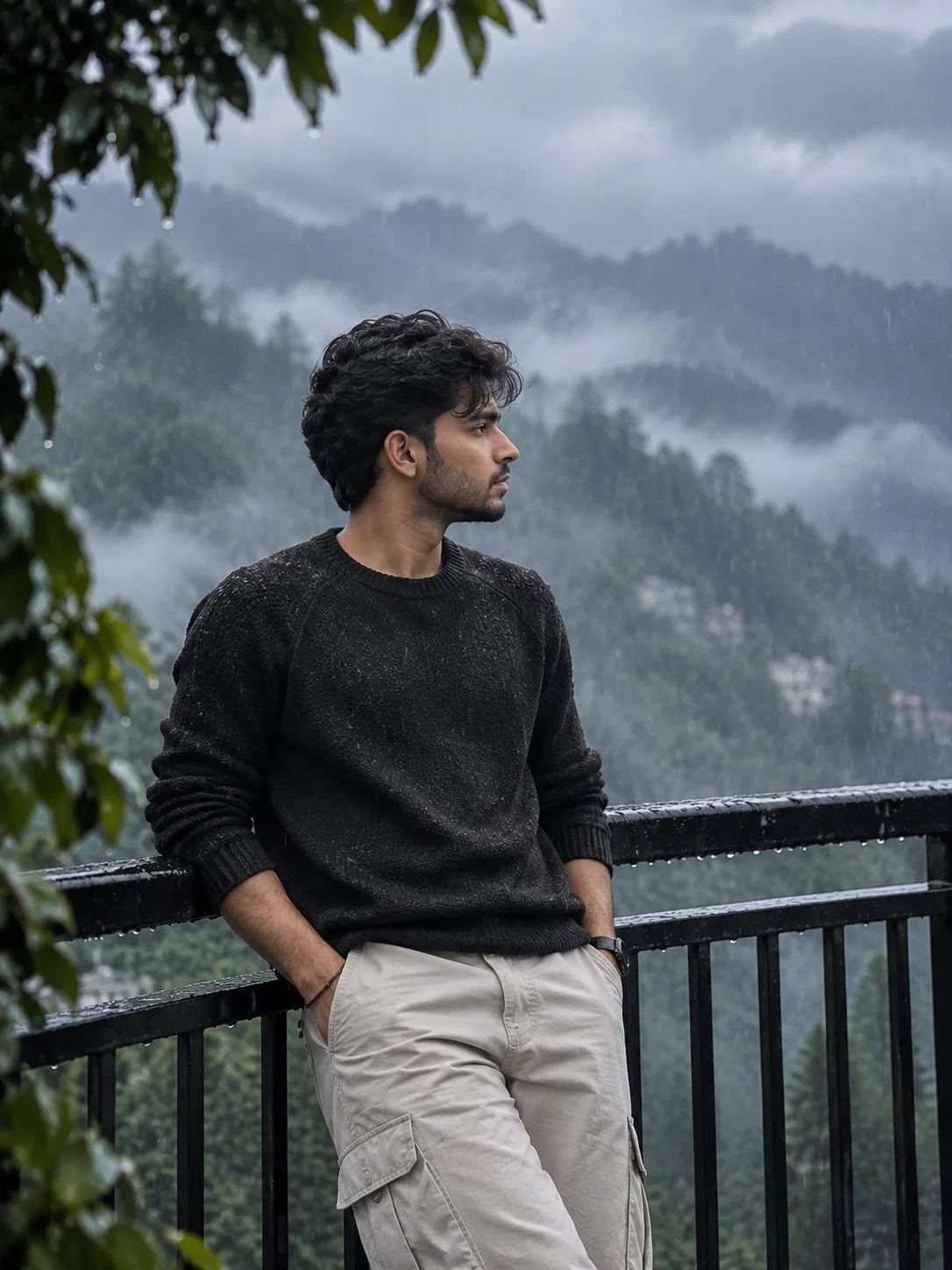 Rainy Shimla Mountain View Boy Photo