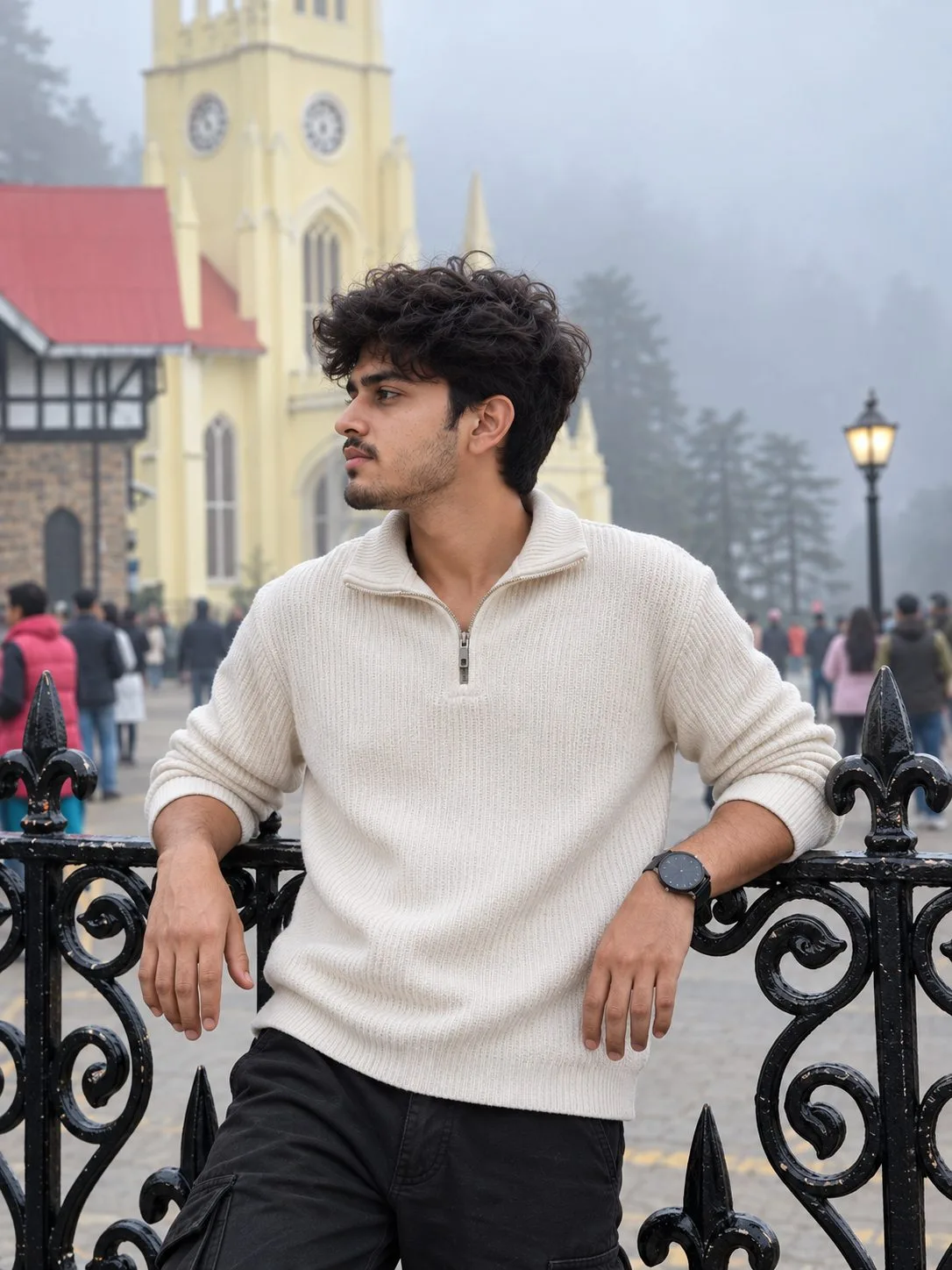 Shimla Foggy Christ Church Boy Photo