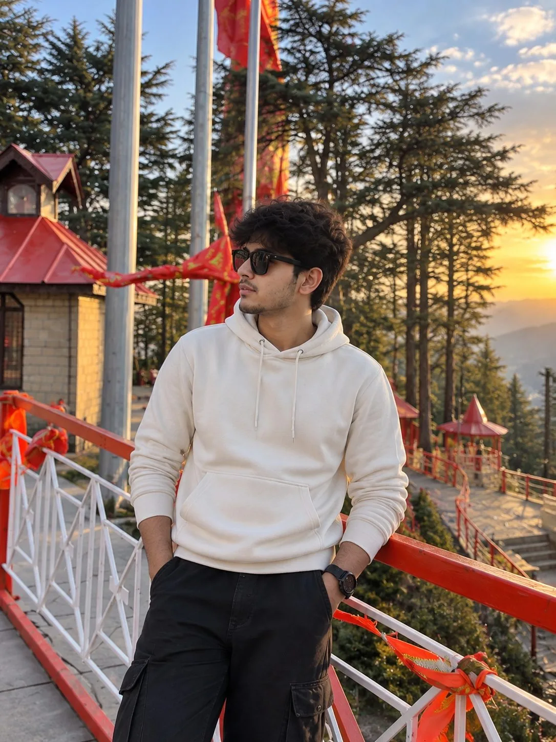 Shimla Temple Golden Hour Boy Photo